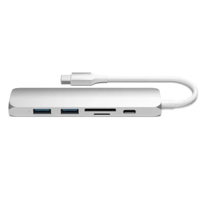 Afbeelding van Satechi Type C USB Passthrough HDMI Hub V2 zilver ST SCMA2S