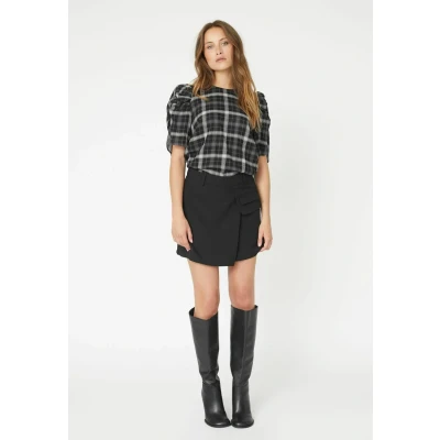 Afbeelding van Co&#039;Couture dames Luna asymmetrische minirok met overslag in de kleur Zwart, maat: XS