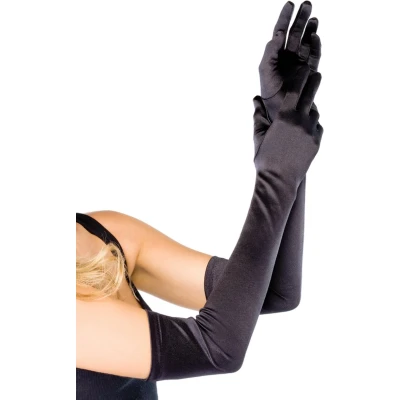 Afbeelding van Leg Avenue De extra lange handschoenen van satijn, zwart, Eén maat