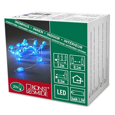 Afbeelding van Konstsmide 3155 403 Motief lichtketting Binnen werkt op batterijen Aantal lampen 20 LED Blauw Verlichte lengte: 1.9 m