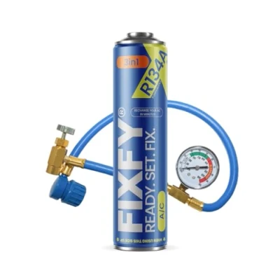 Afbeelding van FIXFY 3 in 1 koelmiddelvervanging R134a met olie en afdichtmiddel, slang manometerset 500 ml voor auto airconditioning 1995 2016