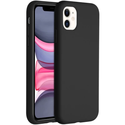 Afbeelding van Accezz Hoesje Geschikt voor iPhone 11 Siliconen Liquid Silicone Backcover Zwart