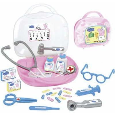 Afbeelding van Smoby Peppa Pig dokterskoffer voor kinderen vanaf 3 jaar, met vele accessoires, Pig, 25 cm, roze