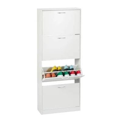 Afbeelding van Relaxdays schoenenkast wit met klep smal modern gangkast schoenen dicht 4
