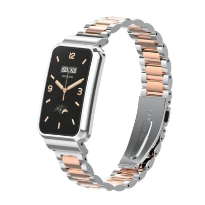 Afbeelding van Metalen schakelband met case Zilver rosé goud Xiaomi Smart band 7 Pro
