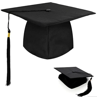 Afbeelding van BOOSHMall Afstudeermuts voor volwassenen, verstelbare afstudeerpet studenten, afstuderen, universiteit, middelbare school, zwart, zwart.