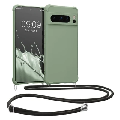 Afbeelding van kwmobile telefoonhoesjegeschikt voor Google Pixel 8 Pro Hoesje van siliconen met telefoonkoord In grijsgroen