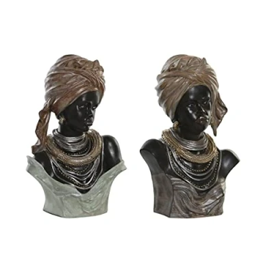 Afbeelding van Decoratieve figuren DKD Home Decor 26 x 17 40 cm Zwart Beige Koloniaal Afrikaanse (2 Stuks)