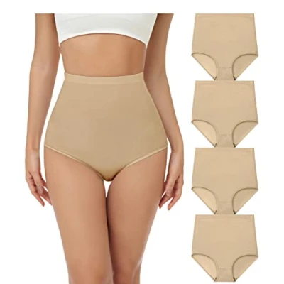 Afbeelding van wirarpa Set van 4 katoenen damesslips met hoge taille