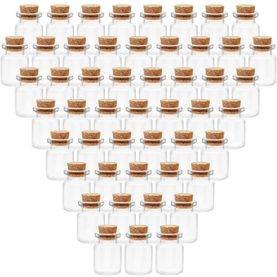 Afbeelding van Belle Vous Glazen Geschenk Potten Sets met Kurken Doppen (100 Pak) 5 ml Mini Rond Mason Luchtdichte Opslag Flessen voor Huwelijksgeschenken, Feest, Keuken Kruiden en Jam