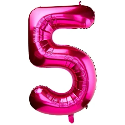 Afbeelding van Unique Party gigantische nummer 5 folieballon roze 86 cm