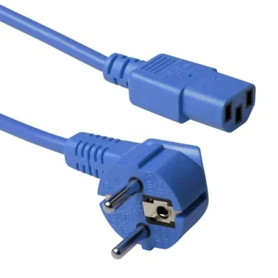 Image de ACT Câble d&#039;alimentation power IEC 60320 C13 pour CEE 7/7 (M) CA 230 V 3 m bleu, RAL 5012