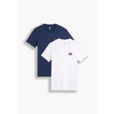 Afbeelding van Levi&#039;s Crewneck Graphic 2 PACK Tshirt basic, Heren, Maat: Small, White/blue