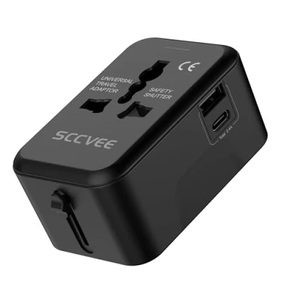 Afbeelding van Universele reisadapter, internationale stopcontact adapter wereldwijde alles in één reisadapter power converter USB type C wandlader voor VS EU UK AUS