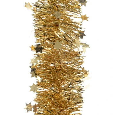 Afbeelding van Lametta Slinger guirlande ster glans 100mmx2.7m licht goud KSD