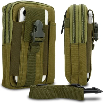 Afbeelding van Hoesje geschikt voor Samsung Galaxy S20 ULTRA in effen groen tactische mobiele telefoon molle EDC etui compatibel schoudertache militaire riem case cover