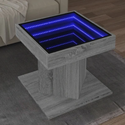Afbeelding van Salontafel met LED 50x50x45 cm bewerkt hout grijs sonoma eiken