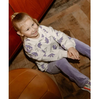 Afbeelding van Daily Seven Meisjes Sweater ecru flowers Maat 110