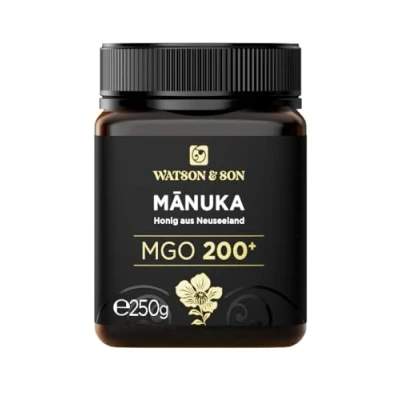Afbeelding van Manuka MGO honing 200+ 250g van Watson &amp; Son Gecertificeerde premium kwaliteit uit Nieuw Zeeland