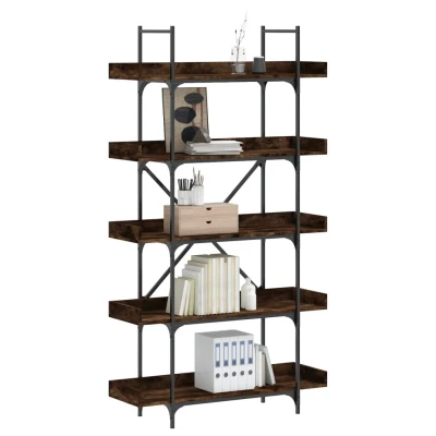 Afbeelding van Boekenkast 5 laags 100x33x180,5 cm bewerkt hout gerookt eiken