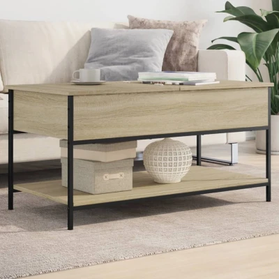 Afbeelding van Salontafel 100x50x50 cm bewerkt hout en metaal sonoma eiken