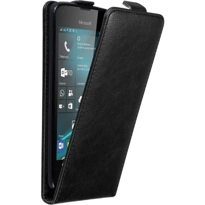 Afbeelding van Cadorabo Hoesje geschikt voor Nokia Lumia 550 in ZWARTE NACHT Beschermhoes flip design Case Cover met magnetische sluiting