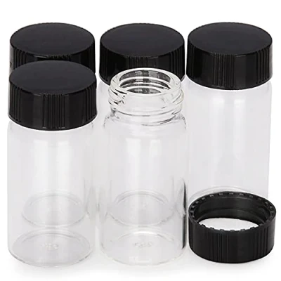 Afbeelding van Labasics 20 stuks monsterflessen met dop, schroefsluiting, helder glas, vloeibare monsterfles sluiting, ml