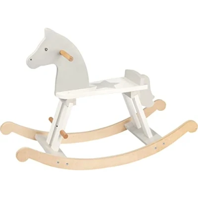 Afbeelding van Goki Hobbelpaard Junior Hout 78 Cm Wit/grijs