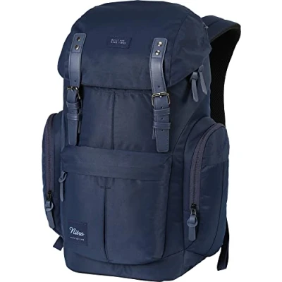 Afbeelding van Daypacker retro rugzak met gevoerd laptopvak, schooltas, wandelrugzak, streetpack, 32 liter, nachthemel, L, retro, Nachtblauw.,