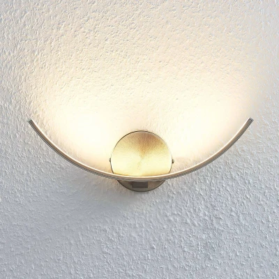 Afbeelding van Lindby Wandlamp 1licht metaal, kunststof H: 12.5 cm nikkel gesatineerd, wit gesatineerd Inclusief lichtbron
