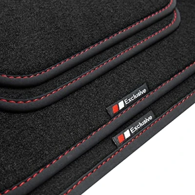 Afbeelding van tuning art BEF875 deurmat voor Toyota Aygo I 2005 2014, naden: rood, luxe velours