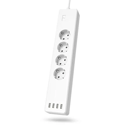 Afbeelding van Hama, Stekkerdoos, Slimme WLAN contactdoosstrip 4 voudig, afzonderlijk schakelbaar, overbelastingsbeveiliging, 4xUSB (4 x, USB, 1.70 m)