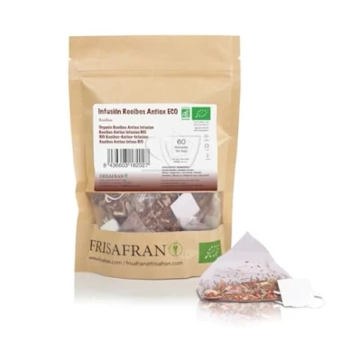 Afbeelding van FRISAFRAN Biologische antioxidant rooibos infusie in piramiden voedzaam hydraterend 60 stuks