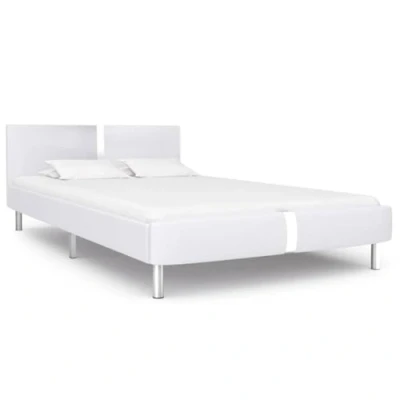 Afbeelding van vidaXL Bedframe zonder matras 135x190 cm kunstleer wit