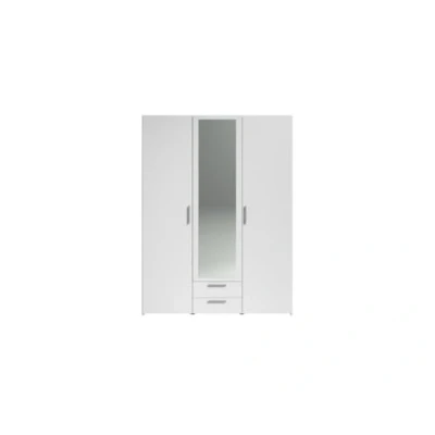 Afbeelding van VARIA slaapkamerkast Spaanplaat Wit decor 3 deuren + 2 laden spiegel L 150 cm x D 51,7 H 200