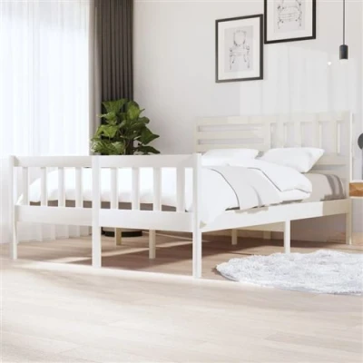 Afbeelding van vidaXL Bedframe massief hout wit 150x200 cm