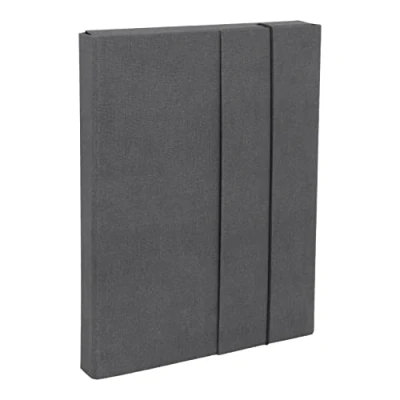 Afbeelding van Bigso Box of Sweden OLOF A4 map met elastiek, documentenmap van vezelplaat en papier in linnenlook, extra ruime voor documenten, bestanden, documenten enz., zwart