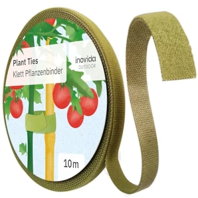 Afbeelding van Plantenband met bevestiging: 10 m groene zelfklevende tape weerbestendig als ondersteuning voor klimplanten clip binnen en buitenplanten Inovida