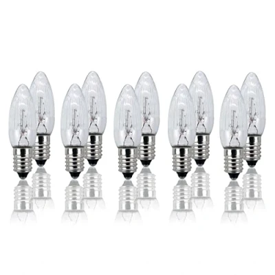 Afbeelding van hellum Set van 10 reserve kaarsen voor lichtboog, 8 V, 2 W, kerstboomkaarsen met 30 lichtpunten, E10 lichtbooglamp, 17 lumen