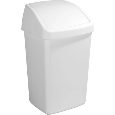 Afbeelding van Sunware Delta prullenbak met swingdeksel 50L wit 39,5 x 34,5 66,5 cm