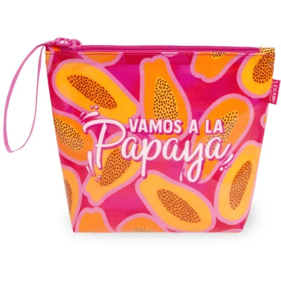Afbeelding van Legami strandtas voor dames, met ritssluiting en zijriem, kostuumtas strandaccessoires, ideaal meisjes, vrouwen, 20 x 16 cm, Papaya