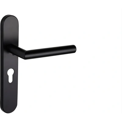 Afbeelding van Lavuzo deurkruk Mantua Zwart met afgerond schild PC55 Per set Deurklink
