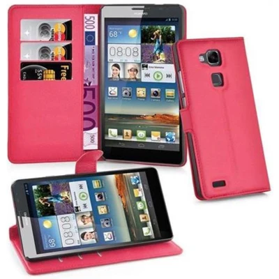 Afbeelding van Cadorabo Hoesje geschikt voor Huawei D3 MATE 7 in KARMIJN ROOD Beschermhoes met magnetische sluiting, standfunctie en kaartvakje Book Case Cover Etui