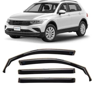 Afbeelding van CLIM ART Set van 4 autodeflectoren voor/geschikt voor Volkswagen Tiguan 2016 2023, niet Allspace luchtdeflector, autodeflector, insteekbaar