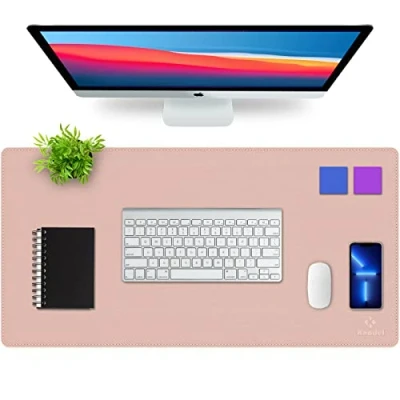 Afbeelding van Knodel Bureaumat, bureau onderlegger, beschermer, laptop mat, onderhands, tweezijdig (40 cm x 80 cm, roze)