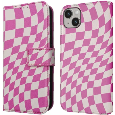 Afbeelding van iMoshion Hoesje Geschikt voor iPhone 14 Met Pasjeshouder Design Bookcase smartphone Roze / Retro Pink