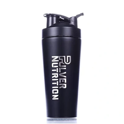 Afbeelding van Pulver® RVS Shakebeker Proteïne en Eiwit Shaker &amp; Shake beker BPA Vrij 1000 ml Drinkfles Zwart