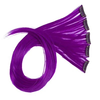 Afbeelding van CAISHA 60 cm, kleurrijke strengen, clip in extensions, glad, lang, haarstukje, paars, BST124