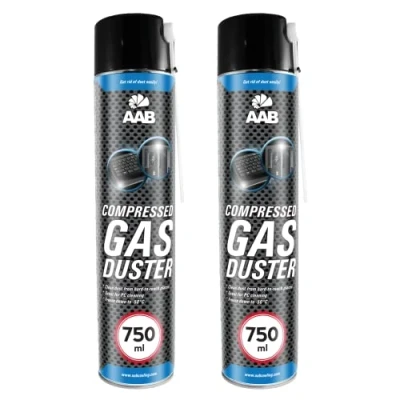Afbeelding van AABCOOLING 2 x droge luchtspray, 750 ml, gecomprimeerde luchtfles, reiniging van computers, stofverwijdering, geurloze aerosol, computerreiniger, computermateriaal