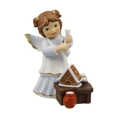 Afbeelding van Goebel Nina &amp; Marco Decoratief beeld Engel Zoet krokant huis Porselein 10cm